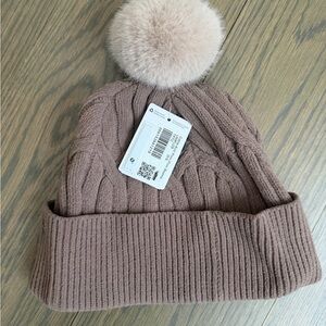 lululemon athletica Taupe Cable Knit Pom Pom Beanie